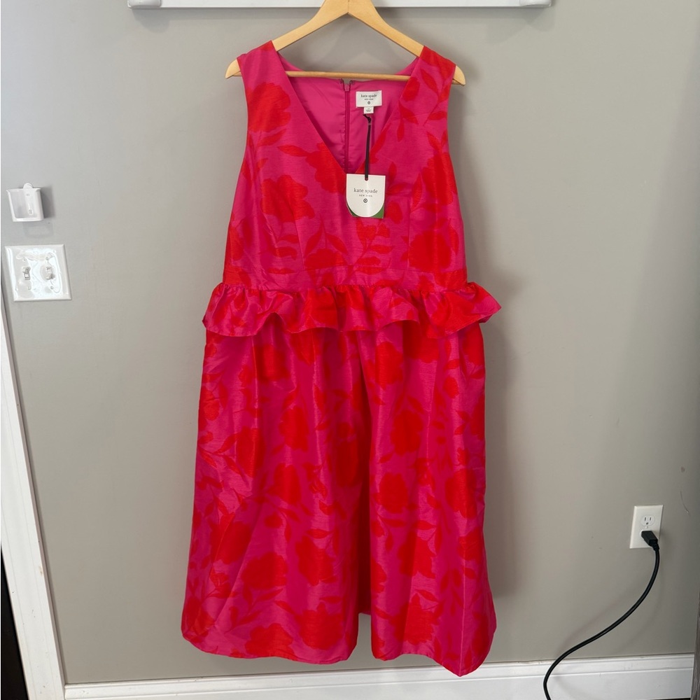 Kate Spade X Target Size 17 Floral Pink and Orange Ruffle Midi Dress